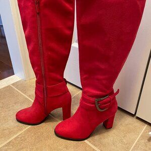 Red Impo Stretch Suede Boots